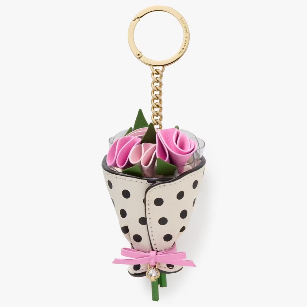 Kate Spade Pink and Black Polka Dot Keychain